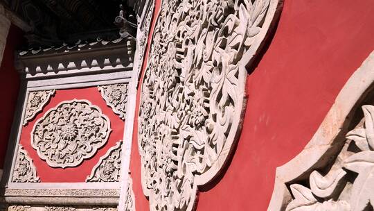 4K实拍万寿寺北京艺术博物馆红墙砖刻装饰
