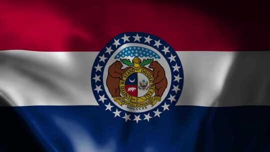 密苏里州挥舞旗帜。密苏里州挥舞旗帜动画。视频素材模板下载