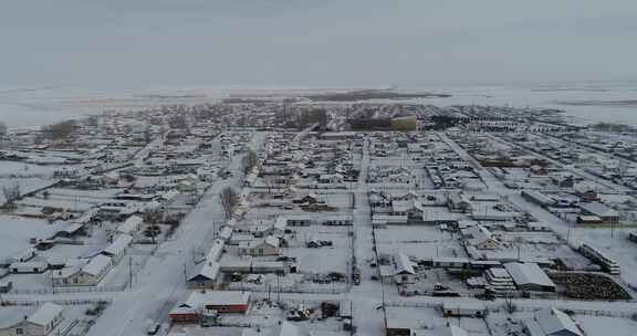 冬天呼伦贝尔农垦农场村落雪景