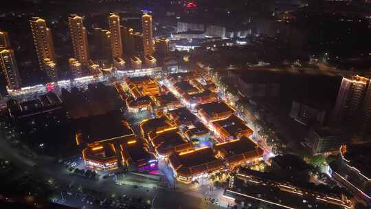 江西樟树三皇宫景区夜景灯光航拍