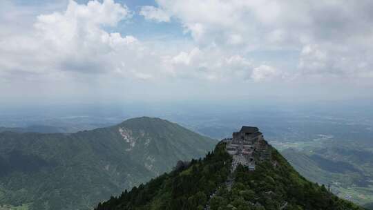 航拍南岳衡山祝融峰蓝天白云延时