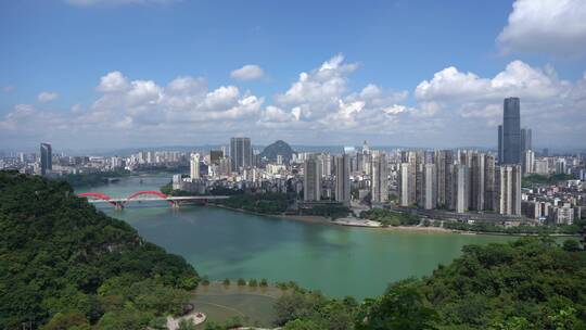 4k 航拍广西柳州城市景观天际线