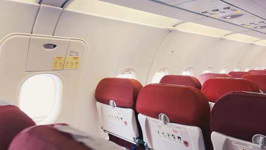 飞机上的客舱座椅视频素材模板下载