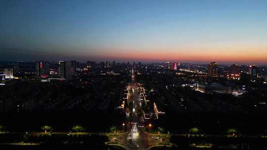 山东东营城市夜景航拍