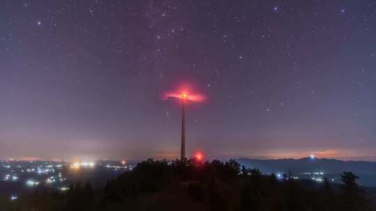 户外唯美夜晚星空银河延时