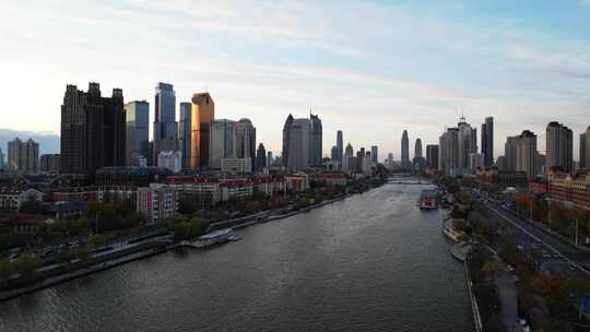 天津海河风景线 城市建筑风光航拍