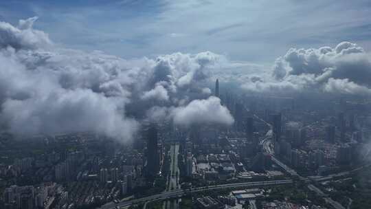 深圳南山区超总蓝天白云城市航拍