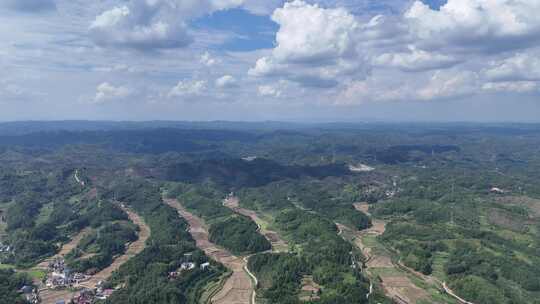 丘陵山川稻田梯田风光航拍