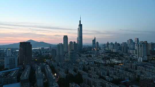 4K 南京日出 现代都市 朝霞 阳光