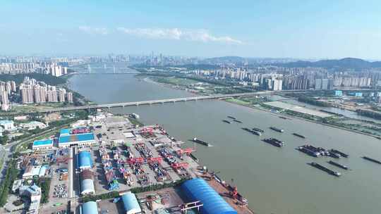 4K航拍长沙城北金霞经济开发区长沙新港