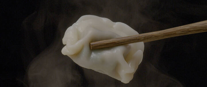 饺子 水饺 筷子夹起 热气腾腾 高速升格