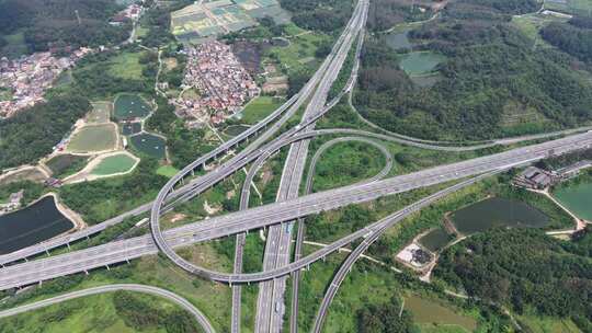 航俯拍4K深岑广台广明高速佛山高明高村互通