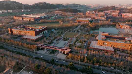 山东交通学院航拍落日