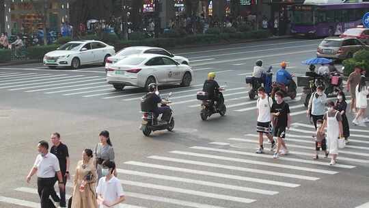 城市马路车流人流视频素材