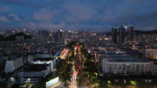 合集广东深圳城市夜幕降临夜景航拍