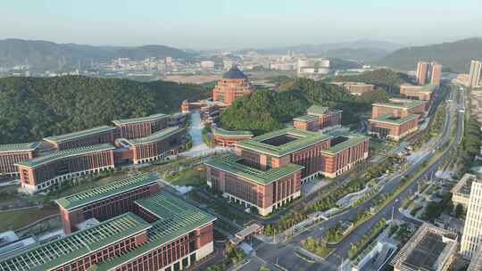 深圳光明区中山大学校区航拍学校建筑风光