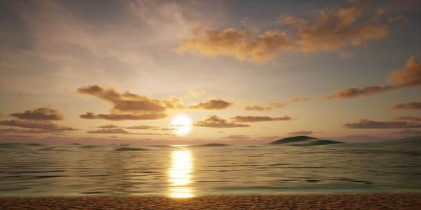 4K-傍晚海面沙滩循环-UE-三维高清在线视频素材下载