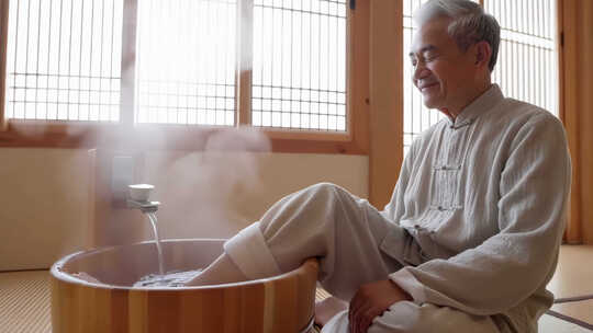 老人足浴养生泡脚