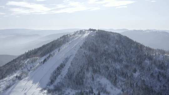 航拍黑龙江亚布力滑雪场冬季风光风景