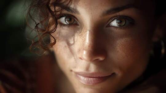 自信女性的脸部特写笑容迷人