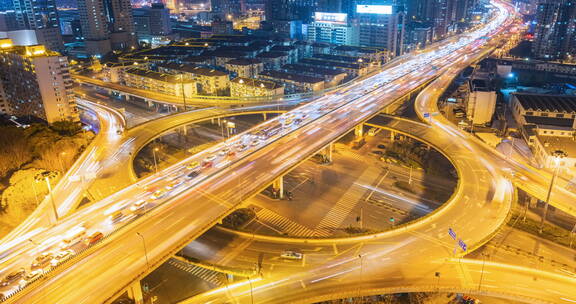 上海天目中路立交夜景延时