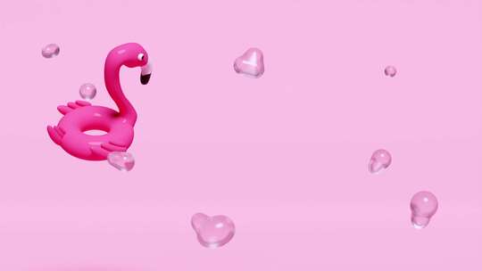 粉色火烈鸟和爱心情人机主题的动画