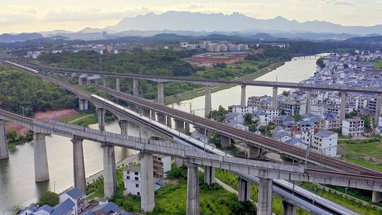 航拍铁路枢纽视频素材模板下载