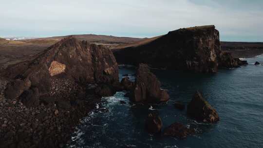 冰岛海，岩石，海浪，泡沫