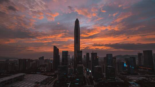 深圳福田区城市建筑群延时