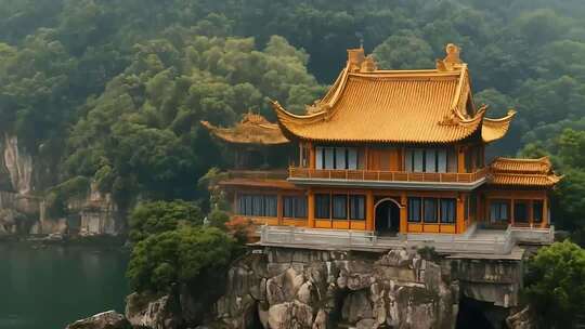 山水间中式古建筑风景