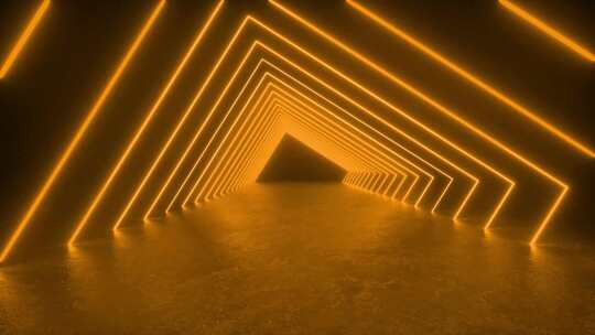 未来主义黄色霓虹灯隧道