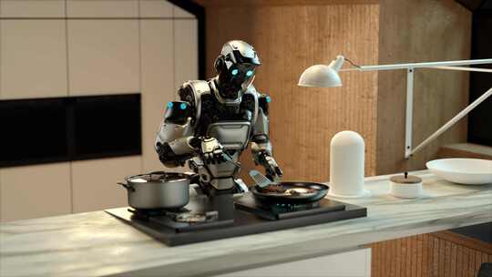未来科技机器人厨房做菜-1