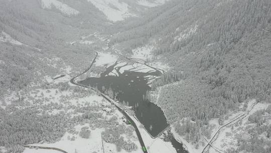 川西航拍雪景四姑娘山视频素材模板下载