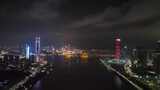 珠海澳门夜景航拍横琴新区城市夜晚建筑风光高清在线视频素材下载