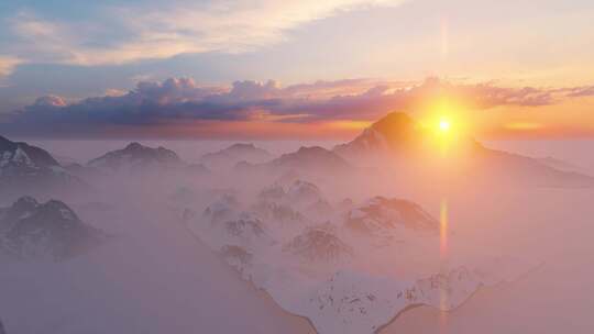 唯美雪山 雪山日出