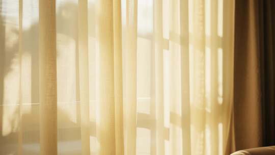 室内窗户阳光透过窗帘光影