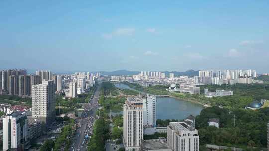 航拍湖北咸宁城市风光咸宁建设