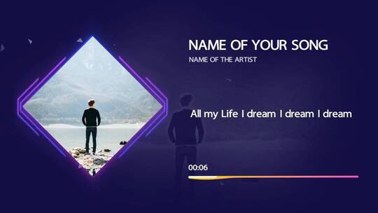 音频播放软件页面歌词展示AE模板