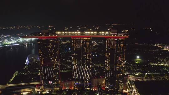 新加坡滨海湾金沙夜酒店视频素材模板下载