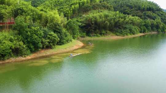 绿水青山水牛戏水白鹭栖息田园风光