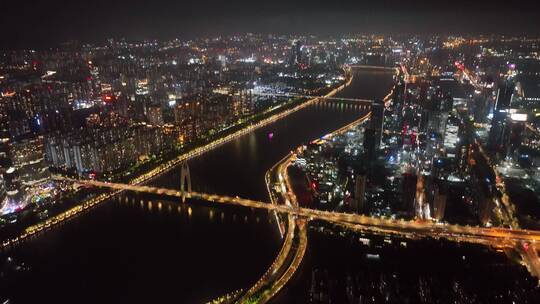 珠江新城夜景航拍