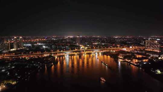 曼谷夜景航拍风景