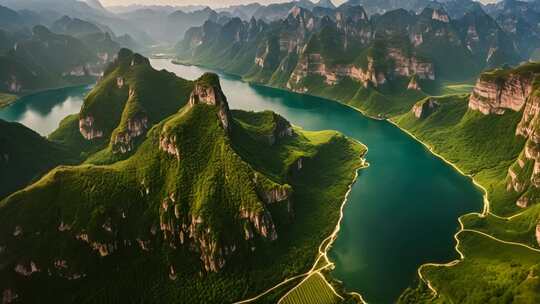 山川湖泊自然全景