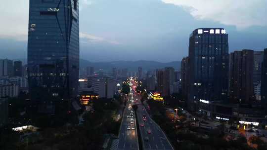 航拍福建莆田城市夜景