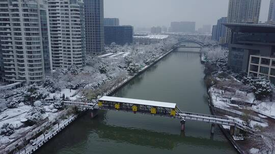 西湖文化广场 雪景 航拍 杭州 运河 7