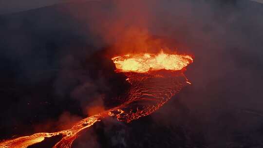 火山，熔岩，山，火