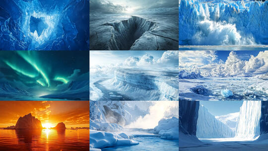 南极北极冰河世纪美丽优美自然风光高清在线视频素材下载