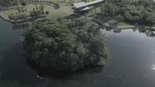 成都 北湖公园 航拍 湖景 湖面 蓝天