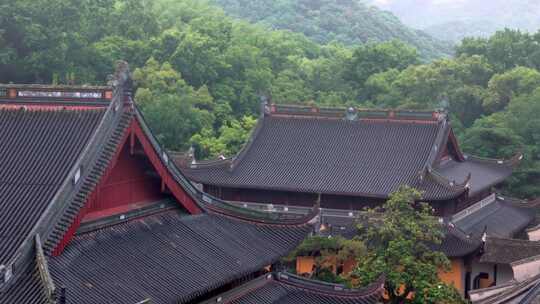 宁波天童寺航拍，寺庙航拍