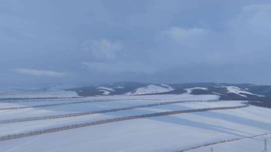 延时航拍呼伦贝尔垦区雪原